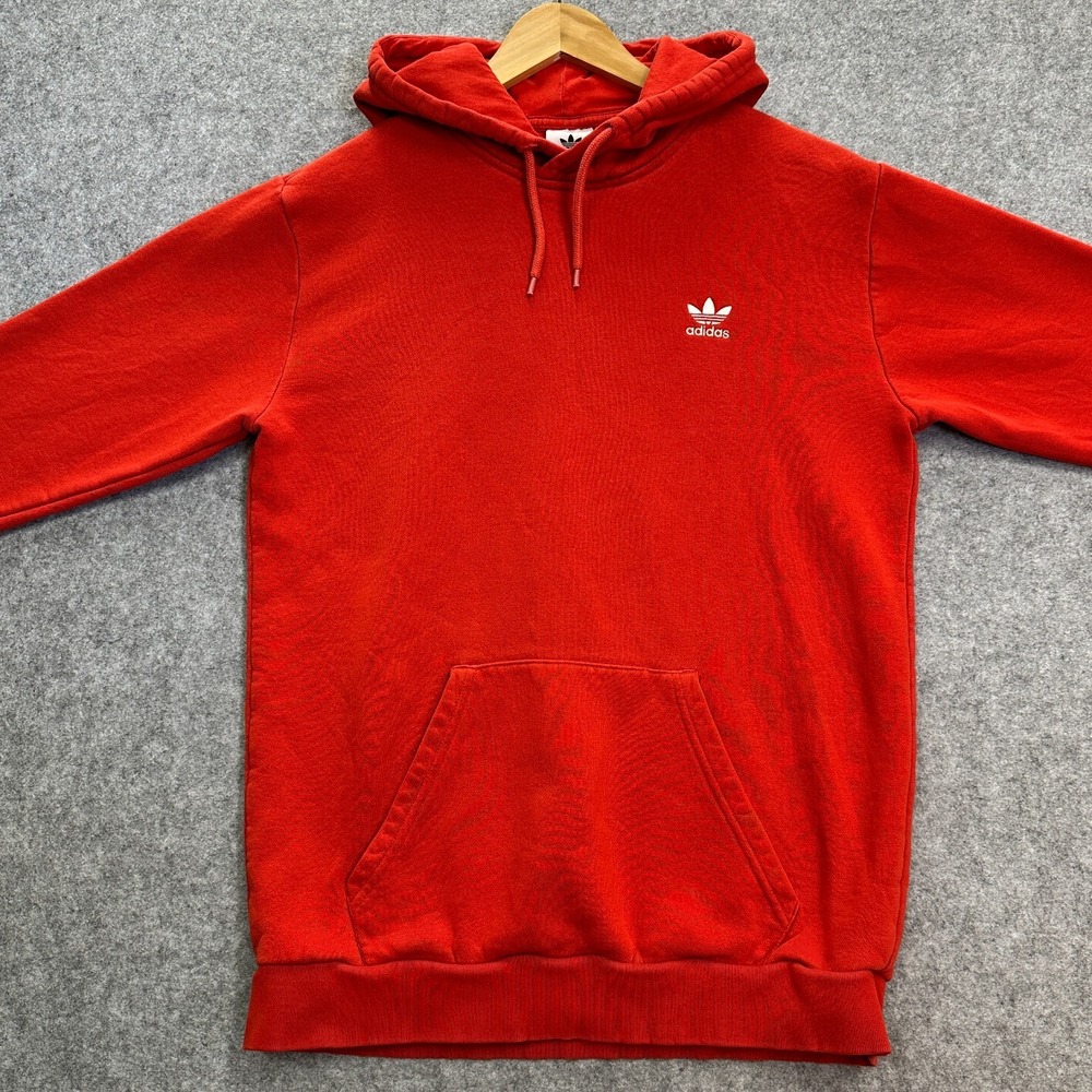 Adidas Originals Adicolor Essentials Trefoil Hoodie Mens Red M HE5108 - Picture 2 of 10